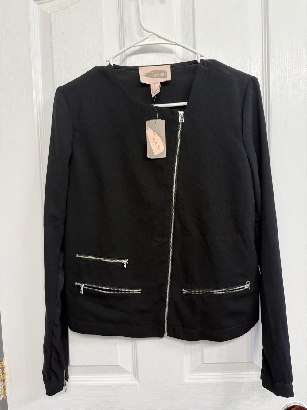 Forever 21 Black Women’s Zip-Front Jacket